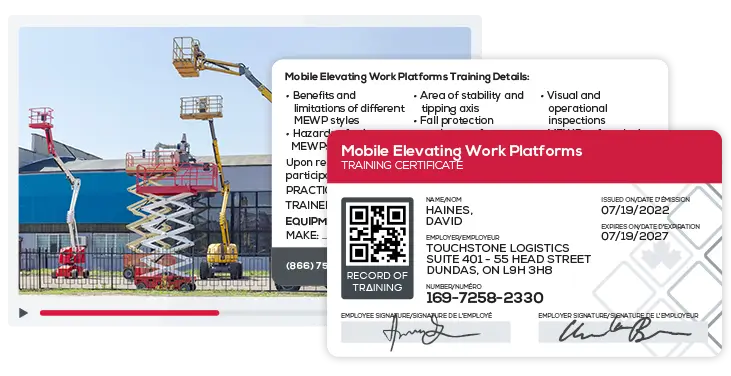 Scissor lift certificate.<br />

