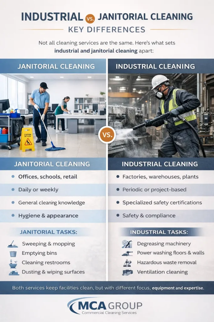 Industrial Cleaning vs Janitorial Cleaning