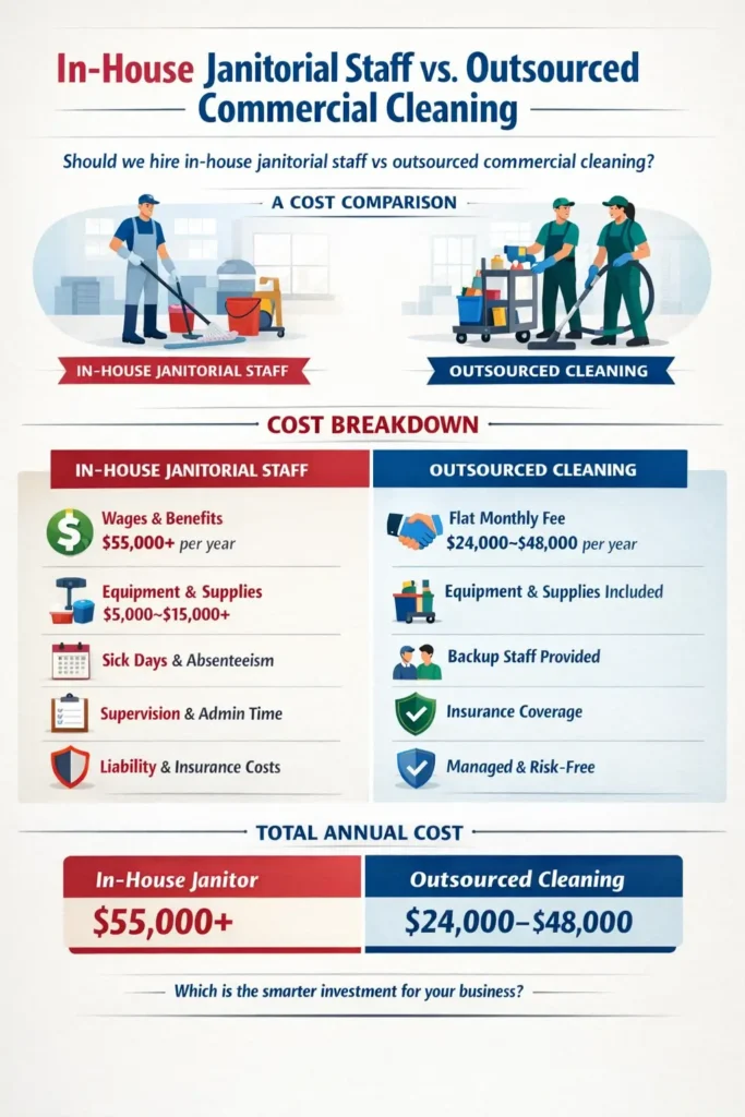 In-House Janitorial Staff vs Outsourced Commercial Cleaning
